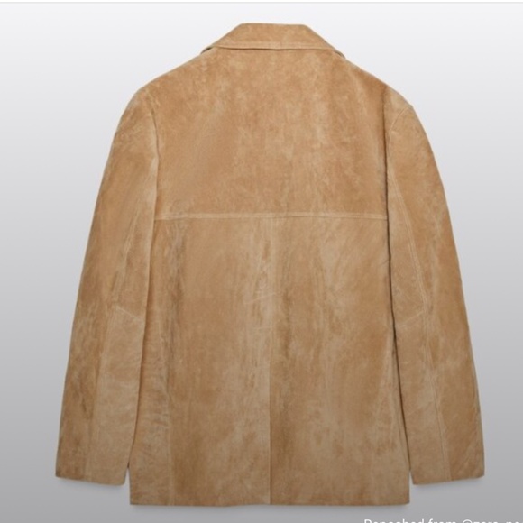 ZARA NEW WOMEN 100% SUEDE BLAZER Beige - Picture 2 of 6